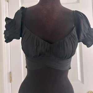 Black cropped wrap top, new with tags. Size S